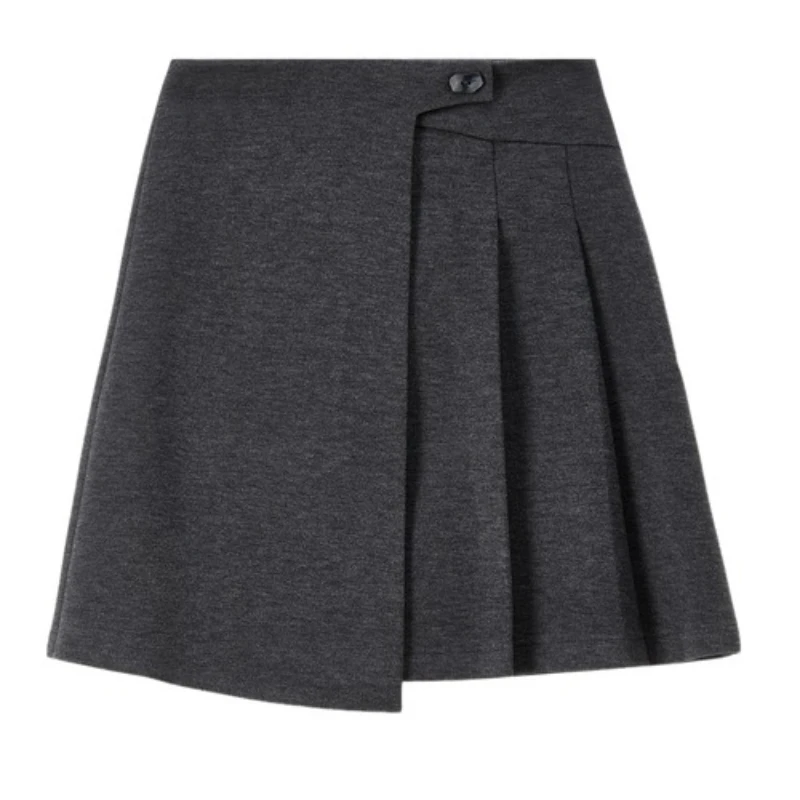 تنورة SENTUBILA بطيات للنساء لشتاء 2025 تنانير عالية الخصر على شكل حرف a من الصوف الدافئ القصير ملابس مكتب من الصوف 154QB4853