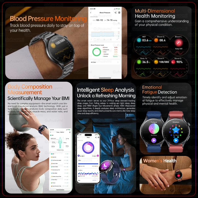 2025 جديد مؤشر كتلة الجسم تحليل الدهون في الدم الصحة Smartwatch NFC بلوتوث دعوة ساعة ذكية مصباح ليد جيب الرياضة في الهواء الطلق على مدار الساعة الرجال