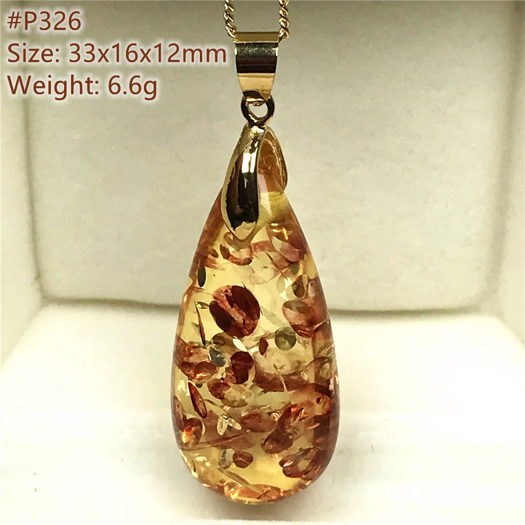 Natural Yellow Red Piebald Amber Pendant Necklace Jewelry For Women Lady Men Healing Luck Gift Silver Crystal Beads Stone AAAAA