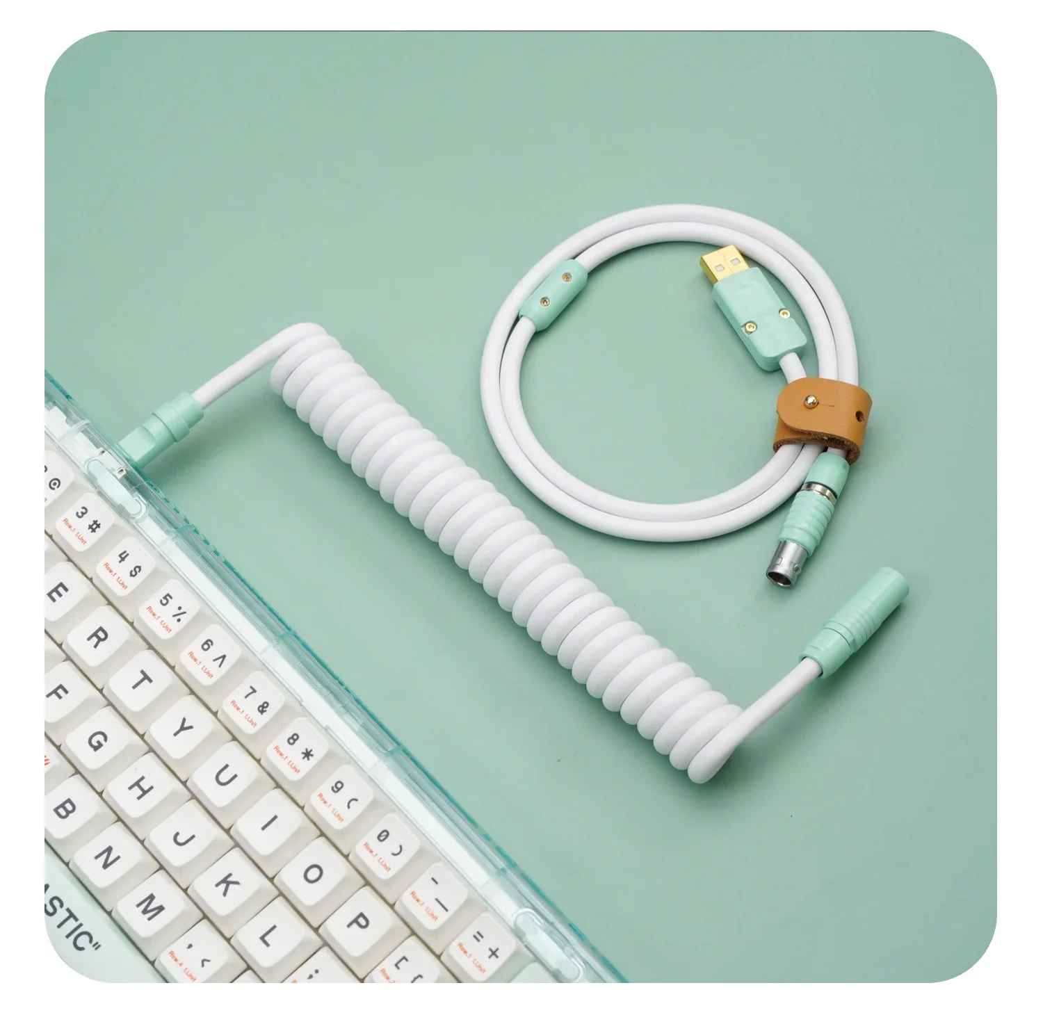 GC Manual Custom Mechanical Keyboard Data line Rubber Spring Contraction Rear Tiffany Hardware Rubber white