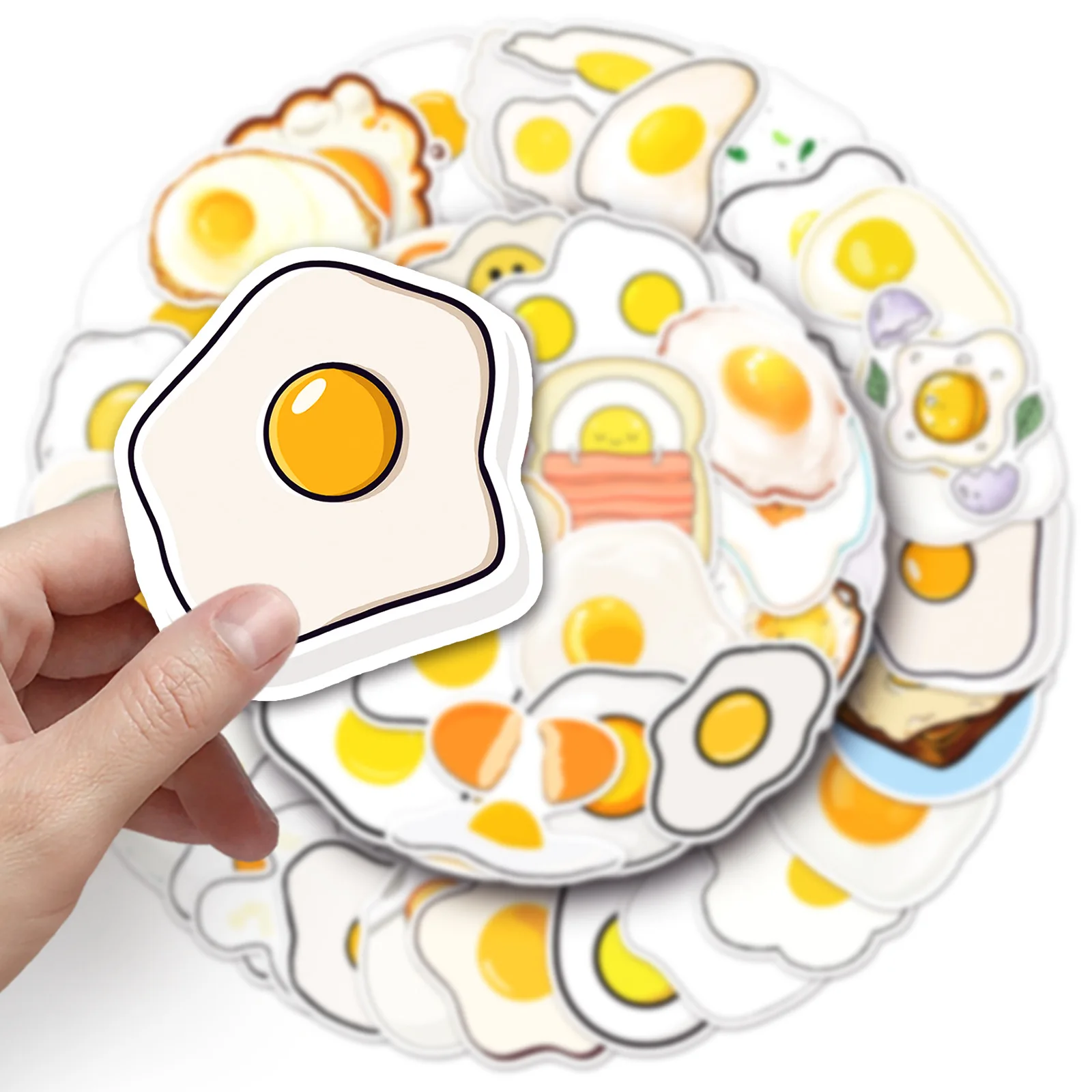50 قطعة ملصقات الكرتون البيض لطيف صفار ملصق البيض المقلي الكتابة على الجدران لعبة DIY بها بنفسك الأمتعة المحمول سيارة دراجة سكيت الشارات ألعاب أطفال هدية