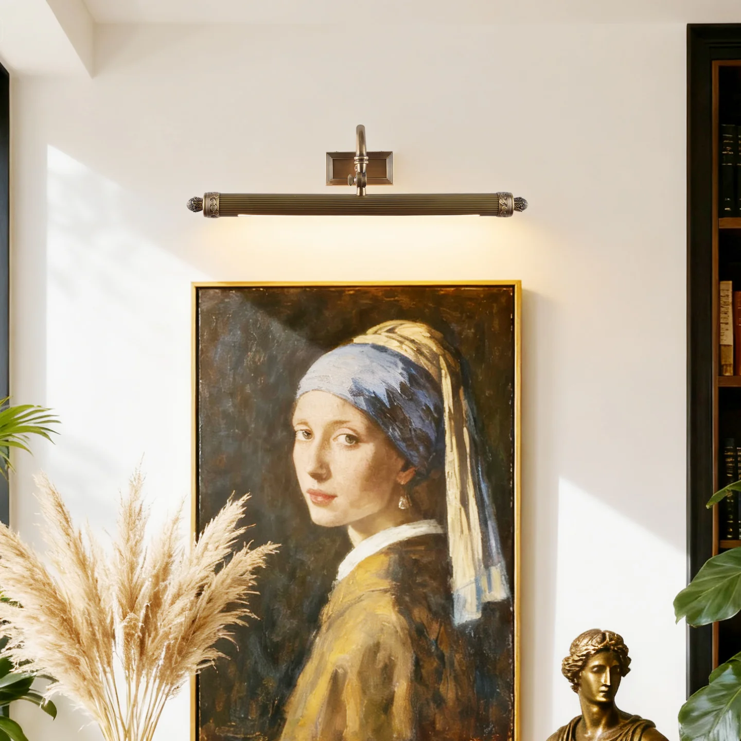 

Nordic retro oil painting lamp，Brass bathroom mirror light，Brass wall lamp，Living room bedroom decoration picture light