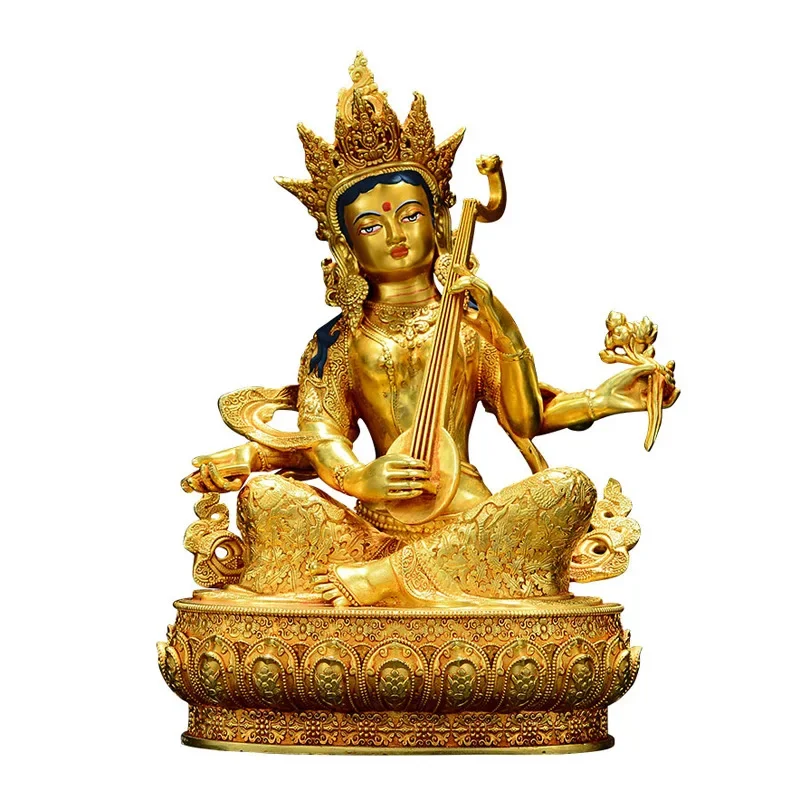 Exquisite Copper gilt Hand-carving Sarasvati buddha statue sculpture Large size 29cm,21cm,15cm