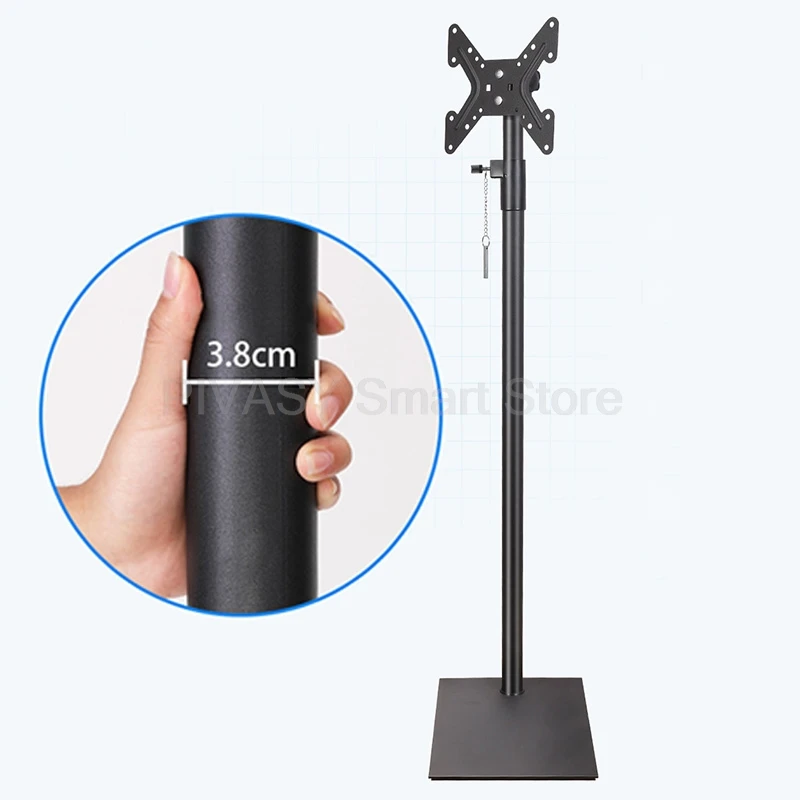 حامل أرضي للتلفزيون العالمي لشاشات 14-43 بوصة بدون حفر، حامل متحرك ثابت قابل للتعديل، ارتفاع سهل التركيب