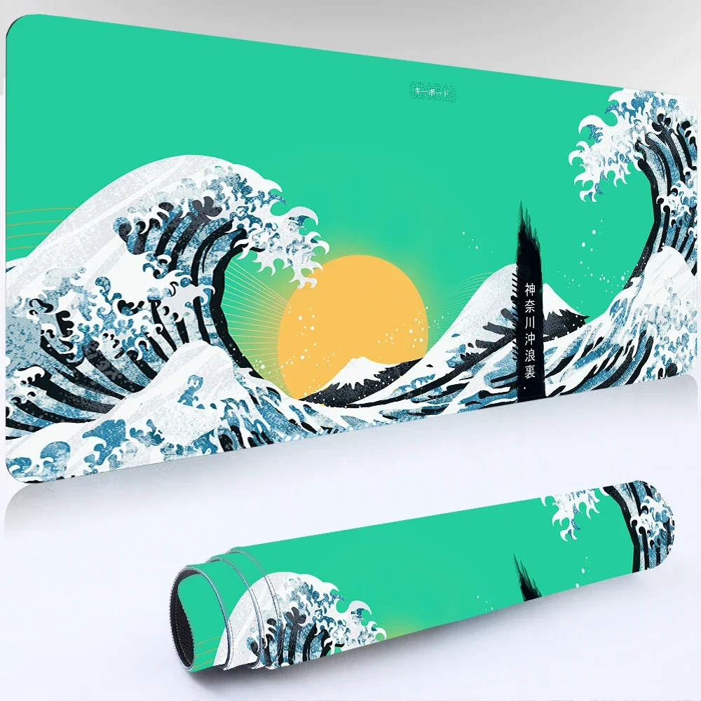 일본 가나가와 데스크 매트 블랙 게이밍 마우스 패드 게이머 키보드 데스크 패드 용 사무용품 노트북 사무실 카펫 대형 마우스 패드