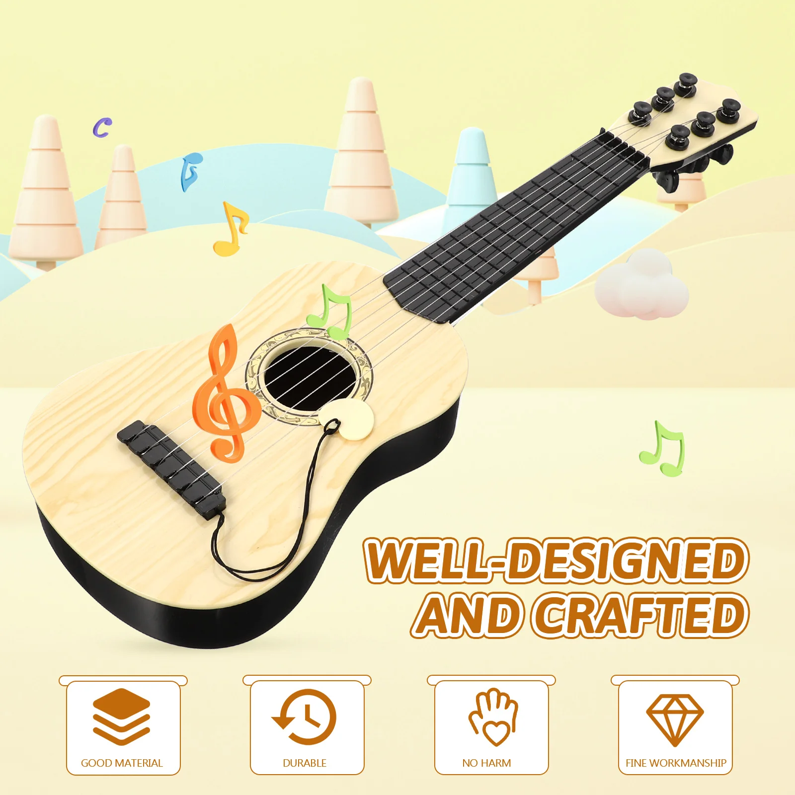 Brinquedo de guitarra infantil para meninos, instrumento musical para iniciantes, ukulele de plástico