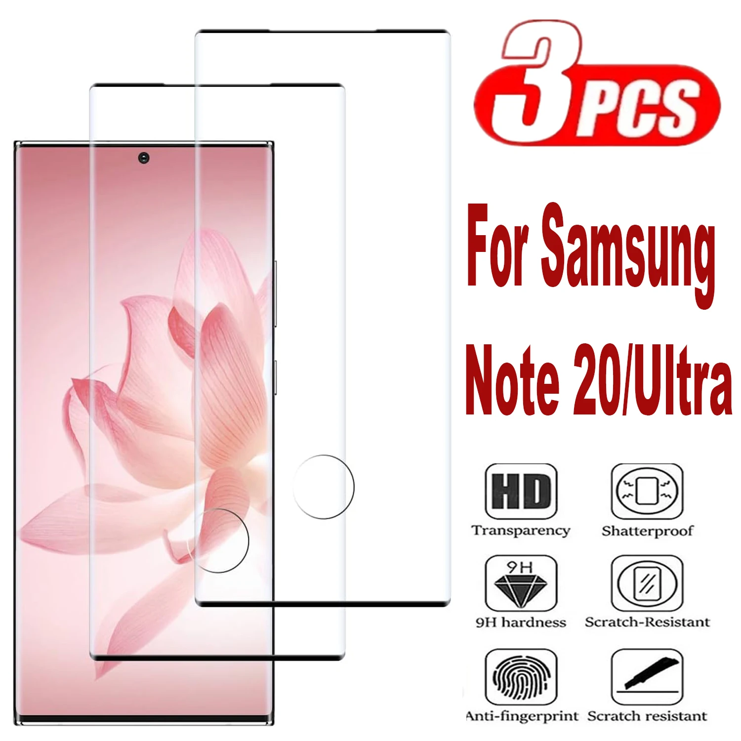 

3PCS 9H Curved Four Sides Glue Tempered Glass For Samsung Galaxy Note 20 Ultra 5G HD Screen Protector