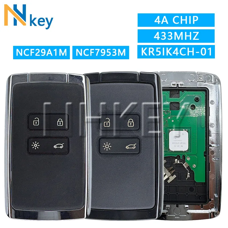 NH KEY FCCID:KR5IK4CH-01 For Megane 4 Talisman Kadjar Espace5 Clio5 Zoe2 Koleos Captur Scenic 433MHz 4A Chip NCF29A1M/NCF7953M