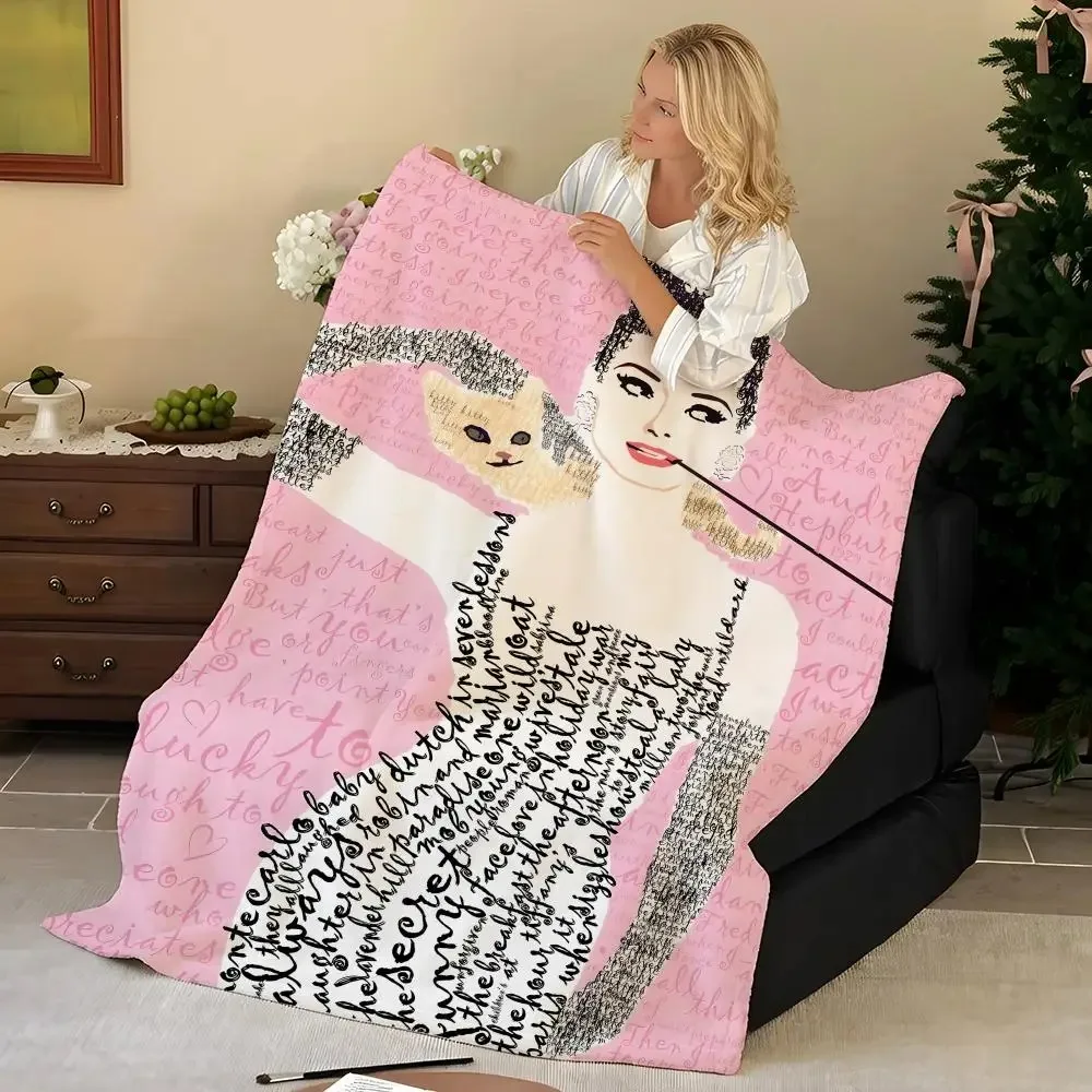 superstar A-Audrey H-Hepburn Throw Flannel Blanket, Soft Warm, Durable & Washable cute Cool