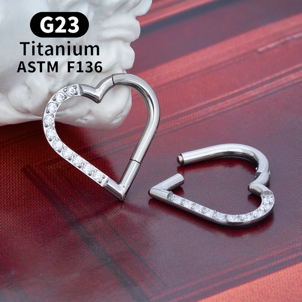 G23 Titan Runde Hoop D Form Nasenring Daith Herz Ohrring 16G CZ Scharniersegment Ohr Tragus Knorpel Helix Piercing Schmuck – Detail 9