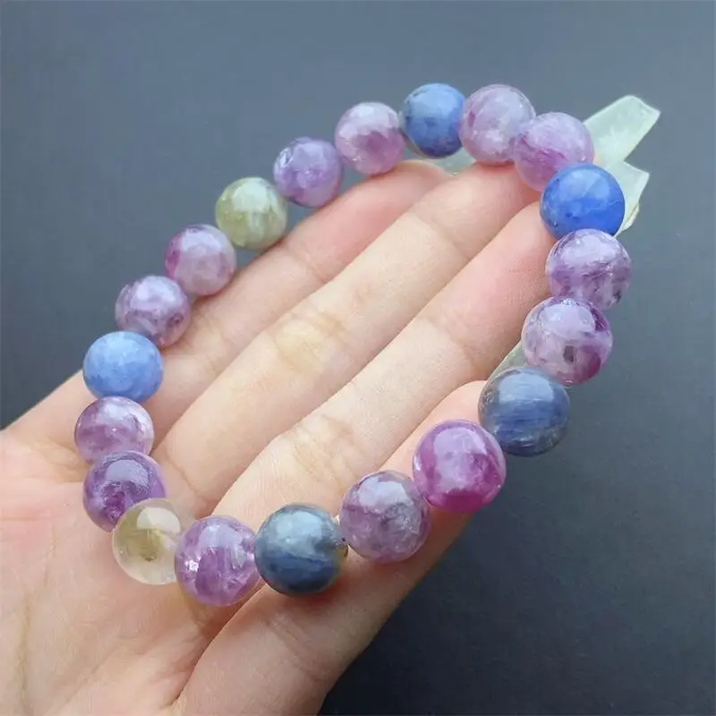 

9.5MM Natural Colored Crystalline Emerald Bracelet Luxury Jewelry Accessories Quartz Crystal Stone Bangle Gift 1pcs