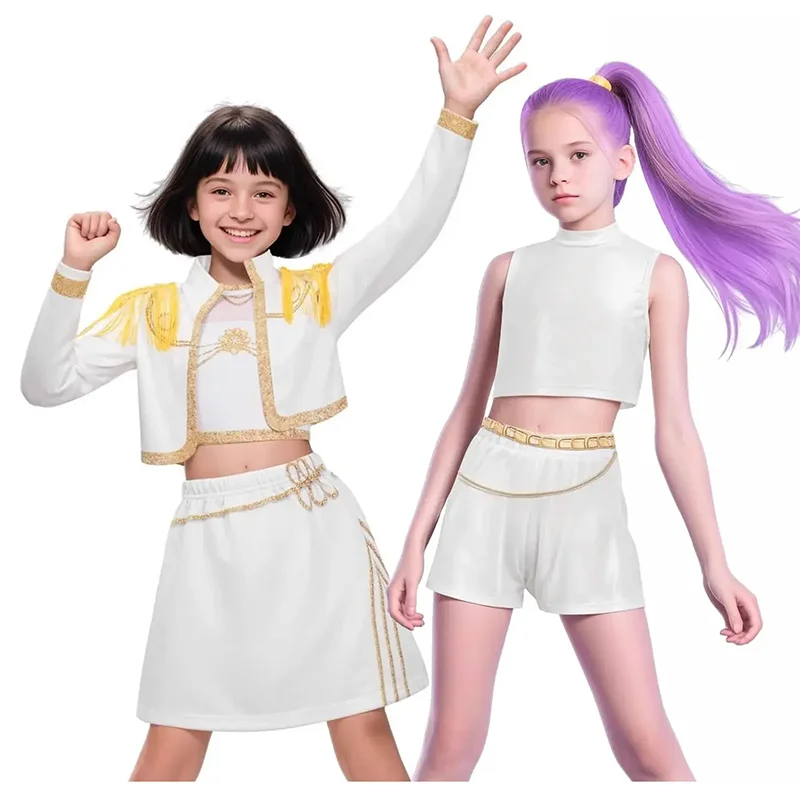 

Girls Demon Hunters Rumi Cosplay Costume Halloween Carnival K-Pop Zoey Mira Cosplay Kids Idol Stage Dress Up Outfit Children