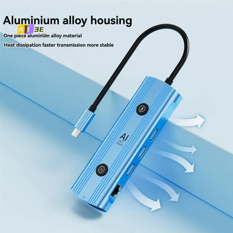 

A13E-Ai USB-C Adapter Smart Type-C Docking Station,13-In-1 Hub AI Voice Docking Station VGA USB RJ45 SD/TF 3.5Mm PD3.0