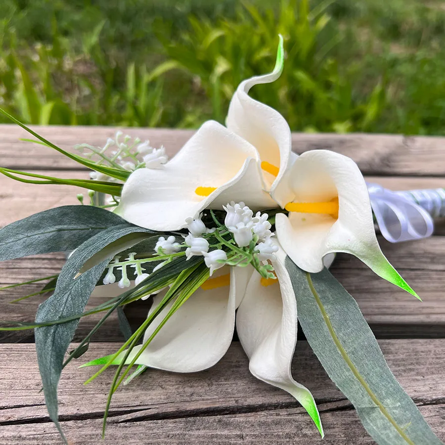 Bridal Bouquet Artificial Tulip Flowers White Wedding Bridal Bouquet Wedding Marriage Party Prop ramo de novia tulipanes 꽃다발