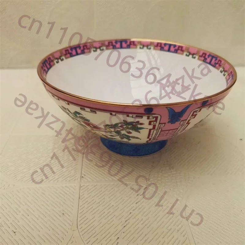 China Old Porcelain Bowl with Pink Enamel Meilan Bamboo Chrysanthemum Pattern Traditional Asian Kitchenware Collectible bowl Dis