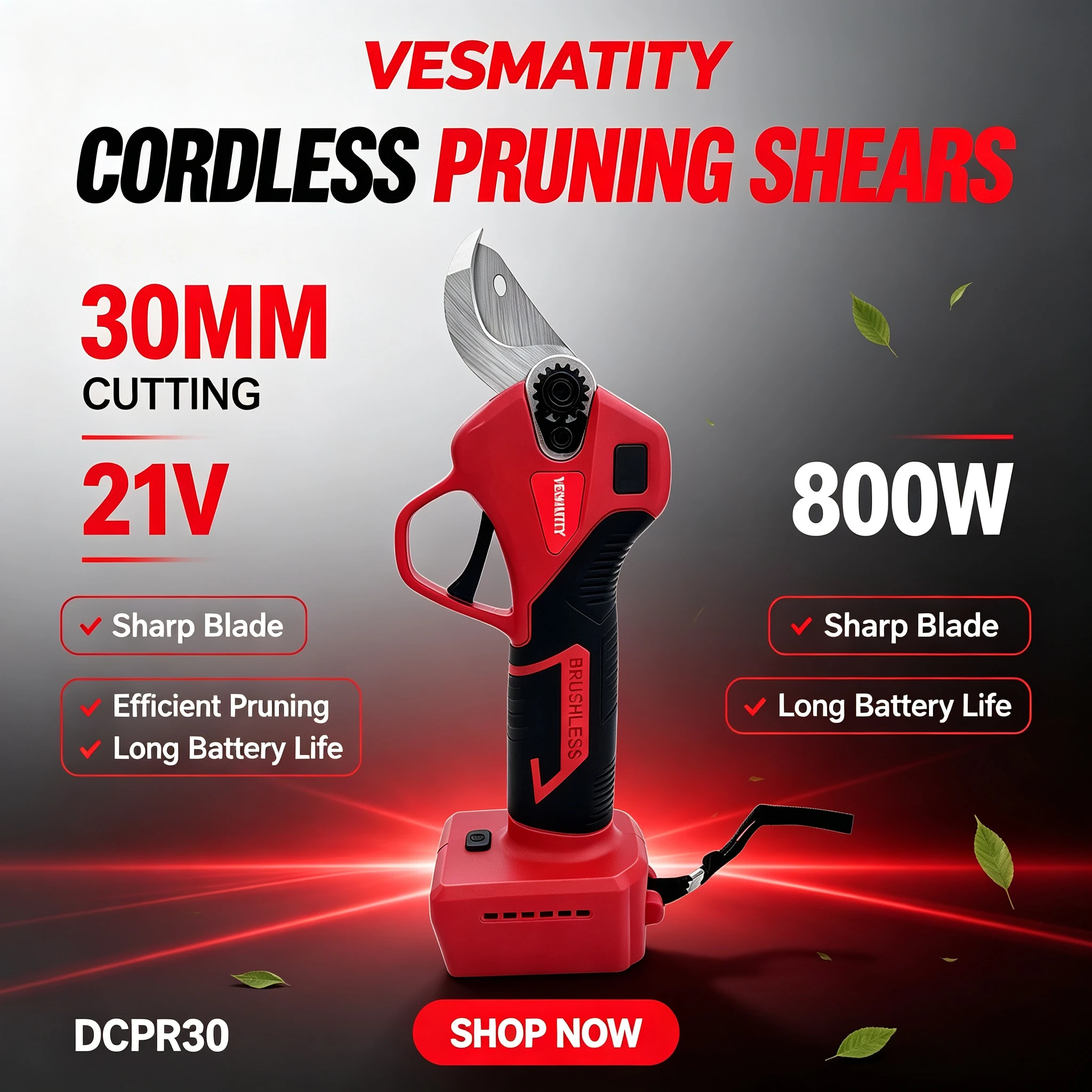 Electric Pruner 4 Gears Cordless Handheld Orchard Shrub Pruning Tree Branches Cutter For Milwaukee Battery