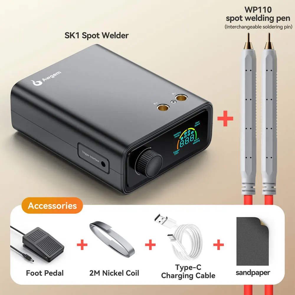 

SK1-5000mAh Portable Knob-style Spot Welder 18650 Lithium Battery Spot Welding Machine with Foot Pedal