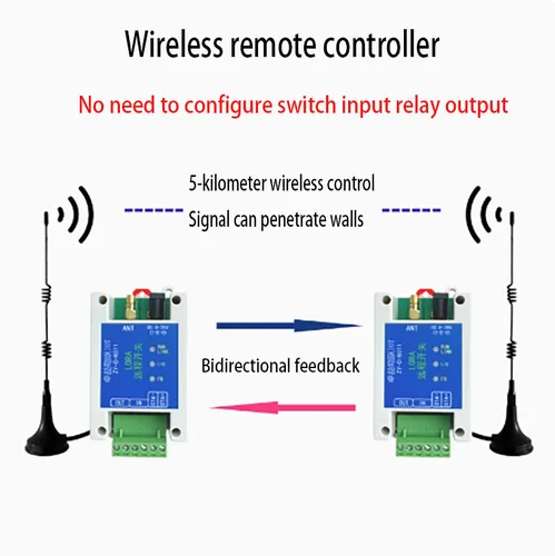 Imagen 2 del producto Controlador de relé de interruptor remoto inalámbrico bidireccional de larga distancia de 5KM con transmisión síncrona de cantidad de interruptor de retroalimentación