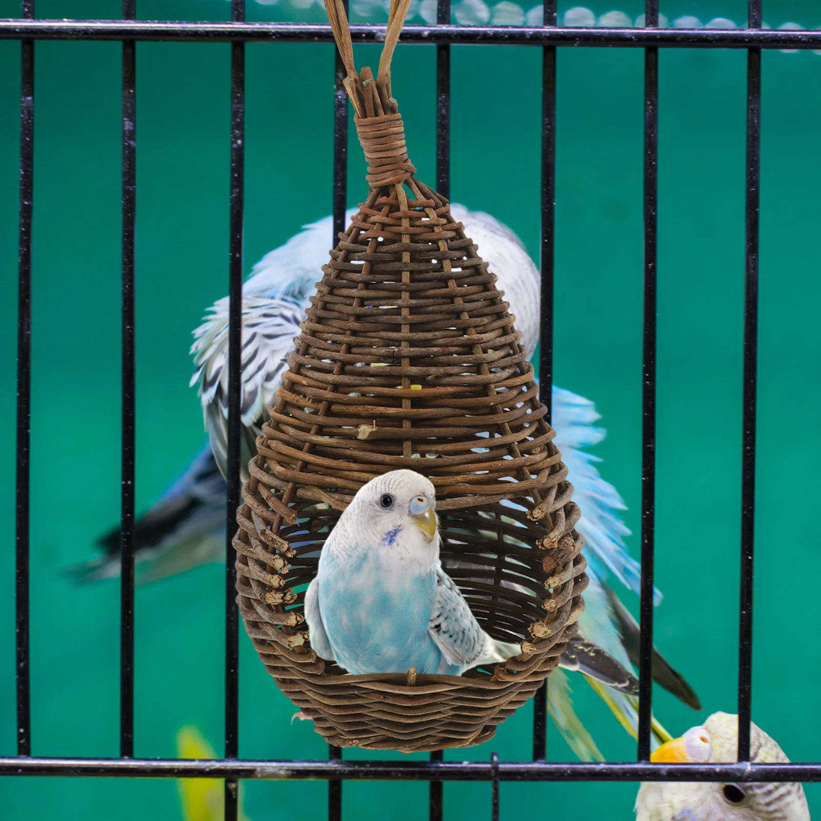 

Hand Woven Rattan Bird Nest Hanging Decorative Ornament Bird for Parrots Small Birds Garden Home Decor Hummingbird Houses