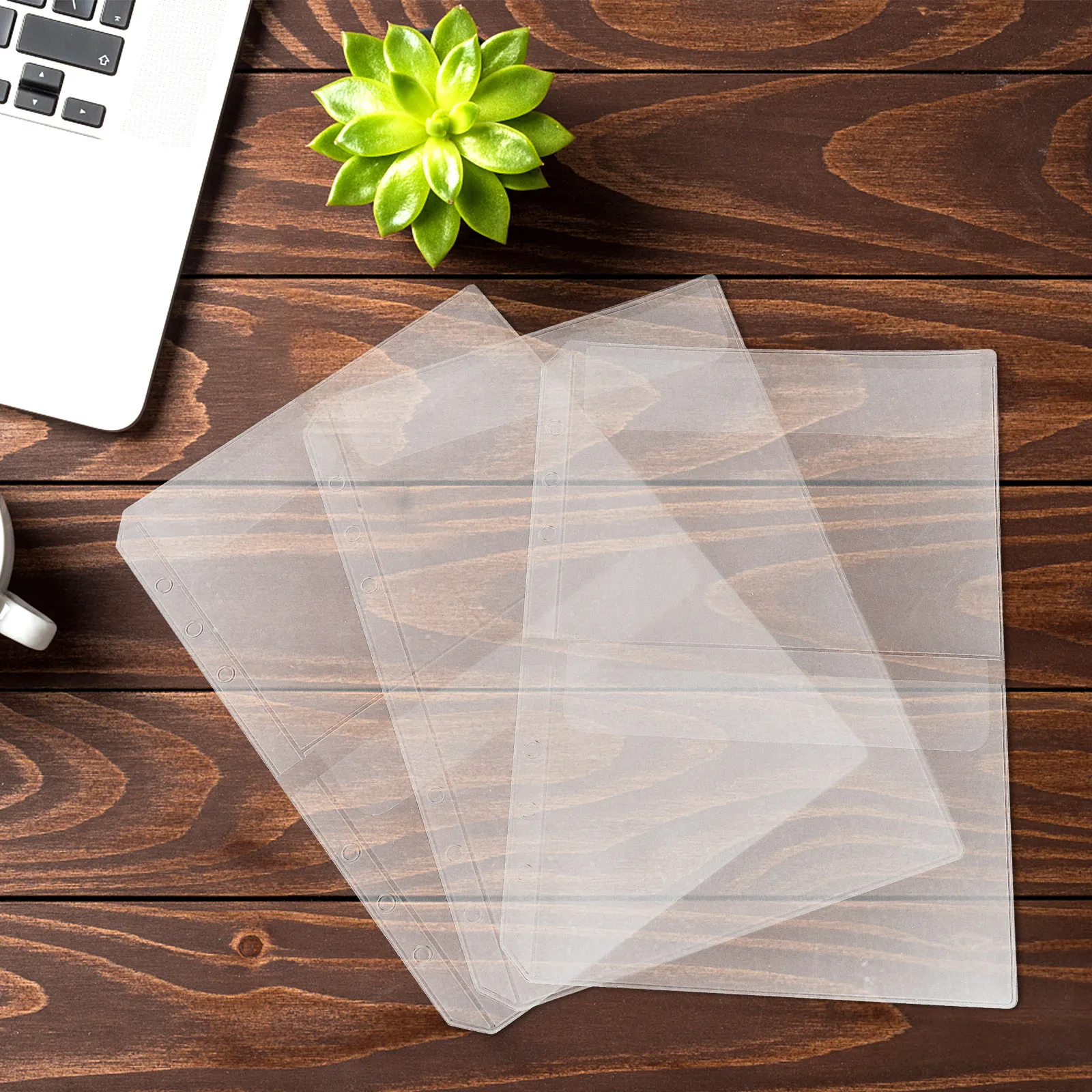 

15 шт. прозрачных водонепроницаемых файлов-папок из ПВХ на 6 отверстий для блокнотов А5, для документов, карт и денег