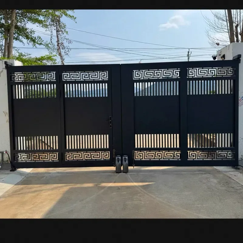 European Style Wrought Iron Gate Electric Villa Courtyard Door Large Outdoor Iron Entry Door for Rural Yard Wall