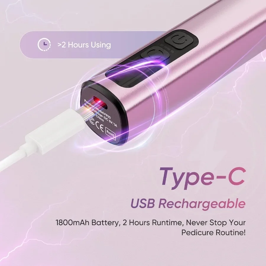 เครื่องกำจัดหนังด้านเท้าไฟฟ้า 2in1 แบบชาร์จไฟได้ พร้อมที่ขัดเท้า 9 ระดับความเร็ว สำหรับขจัดเซลล์ผิวที่ตายแล้วและดูแลเท้า