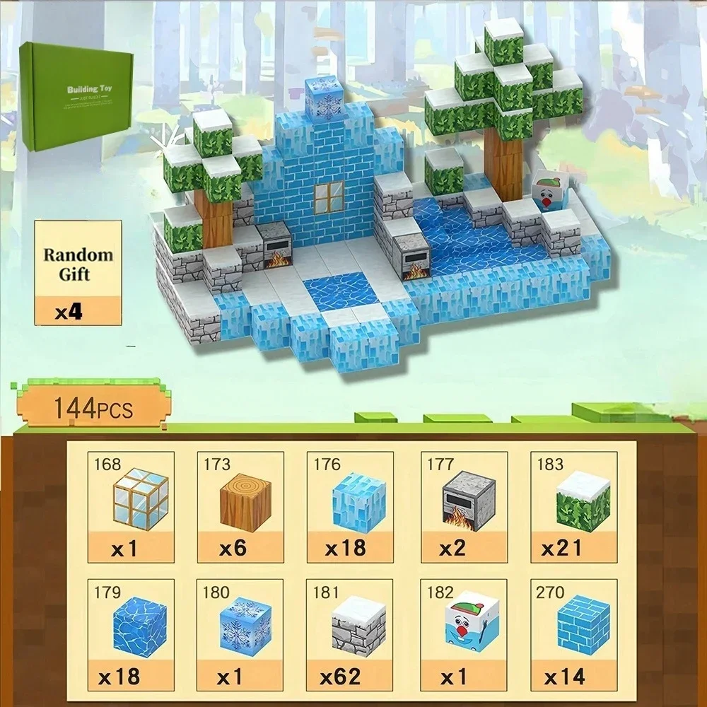 Le cadeau de bloc de construction magnétique convient aux enfants, modèle d'assemblage éducatif de puzzle créatif, cadeaux d'anniversaire, de noël et d'halloween