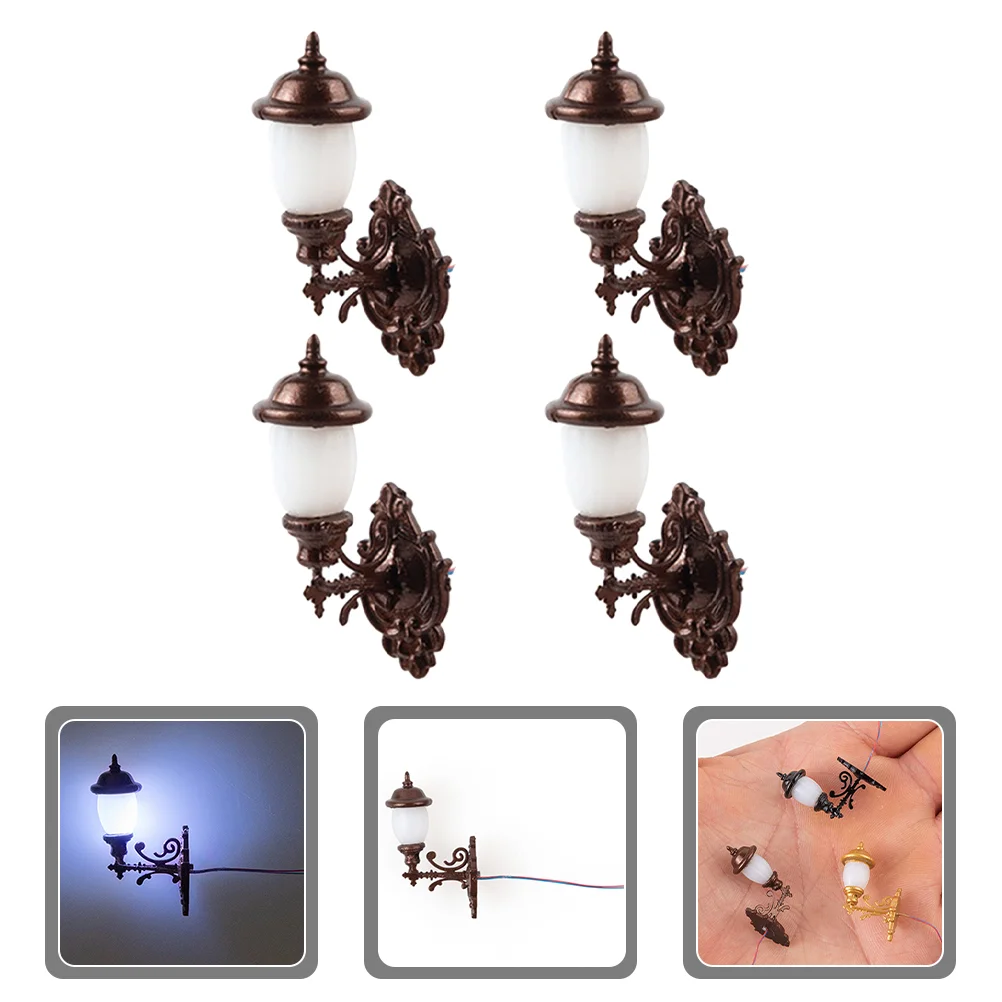 

4 Pcs Dollhouse Wall Light Luminous Lamp Model Decor Mini Train Lights Abs DIY Sand Table Decorative Lantern