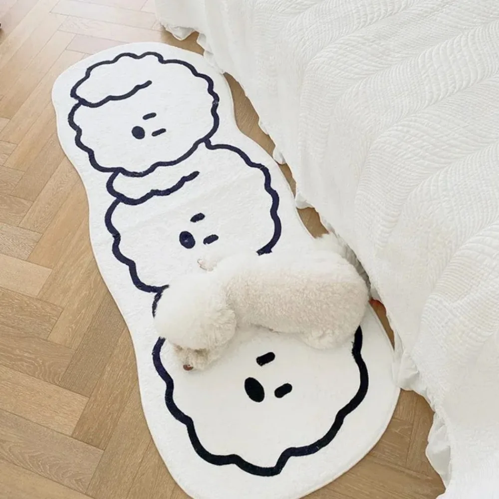 VIKAMA Adorable White Dog With Black Outline Bedroom Living Room Rug Waterproof Slip Resistant Stain Resistant  Home Decor