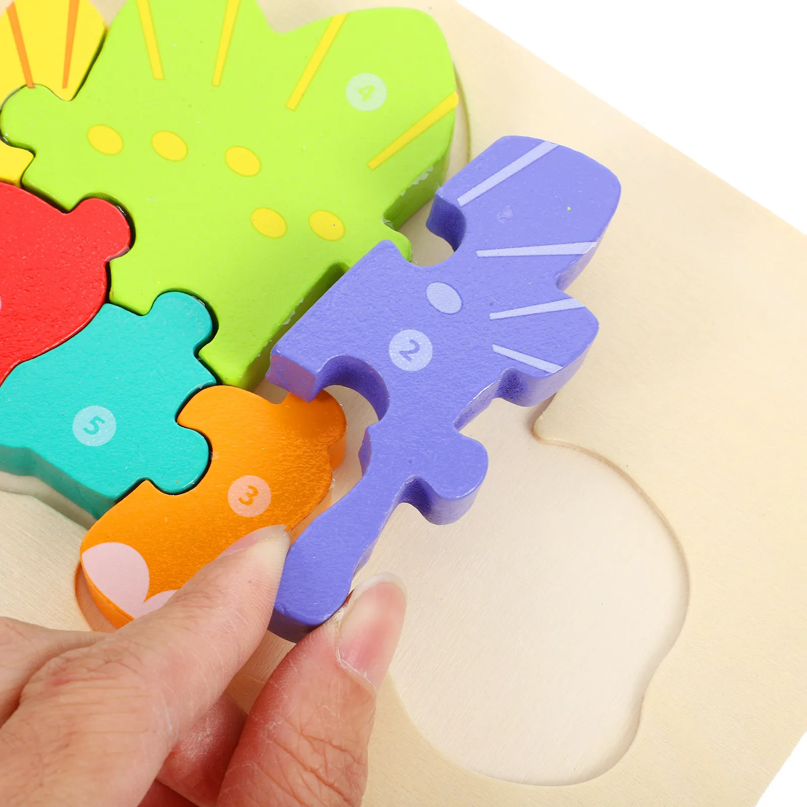 

5Pcs Wooden Dinosaur 3D Puzzle Montessori Educational Puzzle Games for Toddlers Early Learning Cognitive Development
