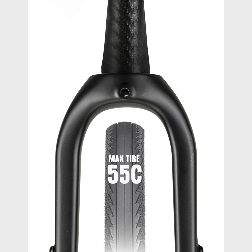 OG-EVKIN FK020 Carbon Gravel Fork 700*55C 12x100 Thru-Axle for travel Bike Frame Hidden Internal Cable Tapered Tube Offset 55mm