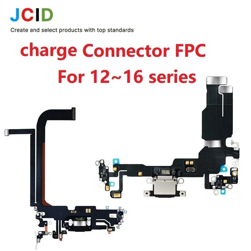 JCID OEM 프리미엄 품질 충전 포트 플렉스 블랙 케이블 도크 충전 커넥터 FPC 아이폰 16 15 14 13 12 프로 맥스 예비 부품