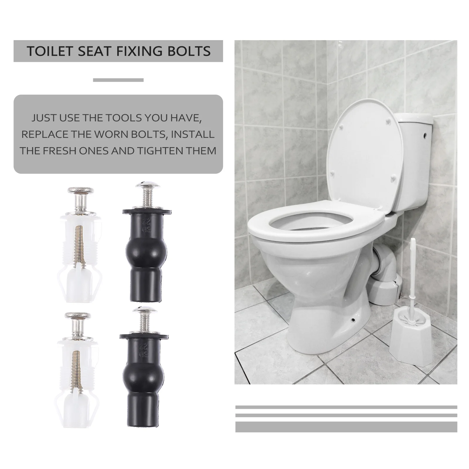 

4pcs Toilet Bolts Replacement Durable Fixing Kit Easy Installation Long Lasting Hardware Screws For Bathroom Home Use Toilet