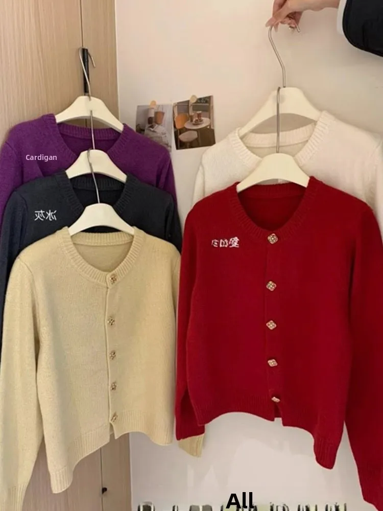 

Модный круглый вязаный свитер Ne, повседневный длинный све, дизайн на одной пуговице, трикотаж Ele Lazy Sle, весна-осень