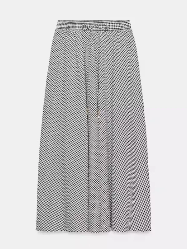 

Новинка! Женская хлопковая юбка А-силуэта в стиле ретро, весна-лето 2026, с высокой талией, эластичным поясом, мелкой клеткой, миди, повседневная.