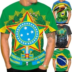 2024 Men/Women Fashion Brazil Flag /national Emblem 3d Art T Shirt Casual T-Shirts Short Sleeve T-Shirts Crew Neck Sports Tops