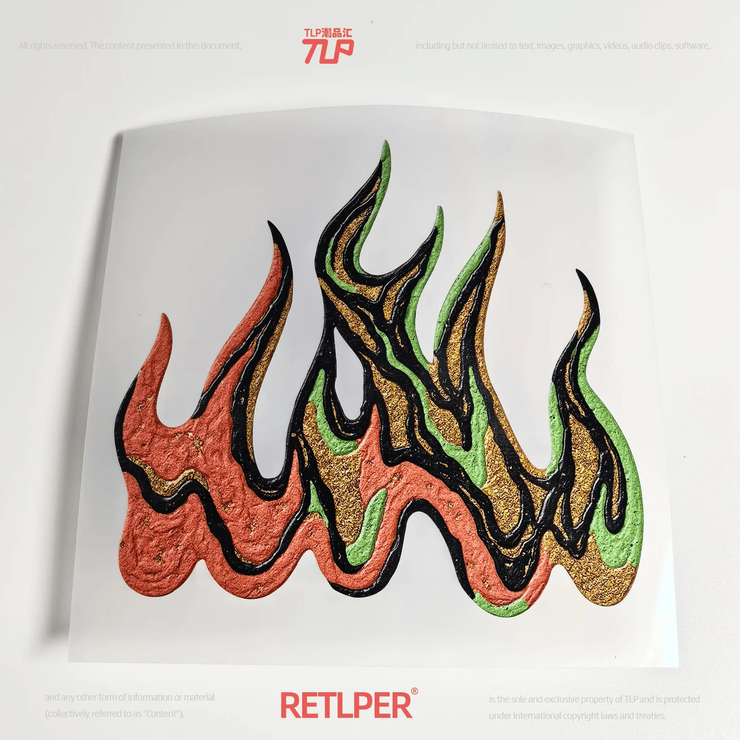 Retlper Hollow-Out Car Sticker Original Rising Flame Flow Pattern New Chinese Traditional Waterproof Flat for Car Moto