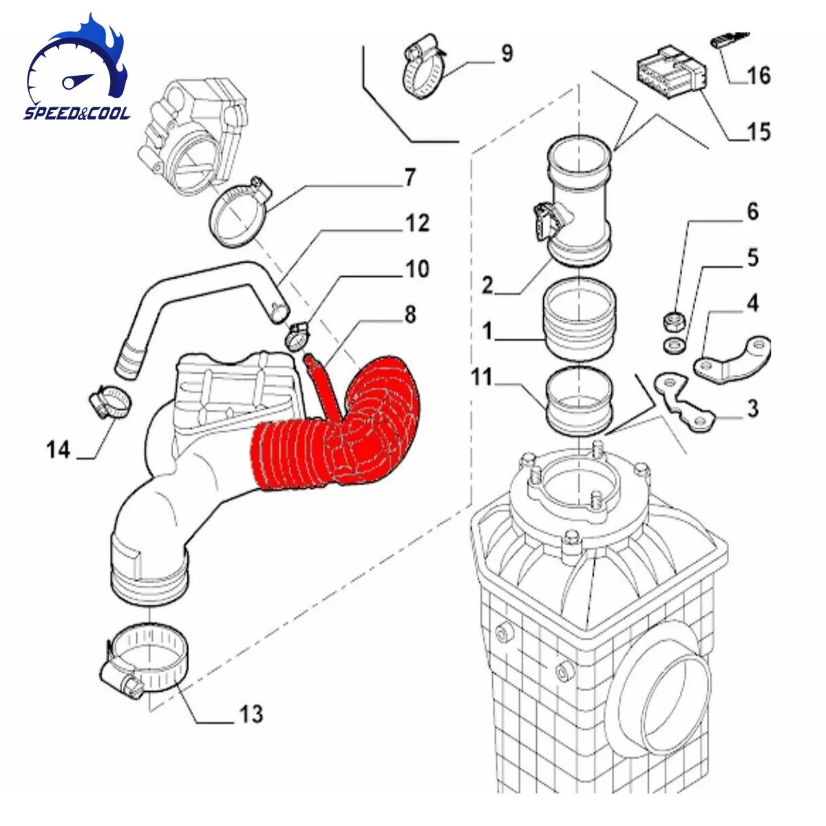For ALFA ROMEO 147 156 GT Coupe 3.2L V6 24V Silicone Air Filter To Turbo Intake Pipe Tube Hose 60678022