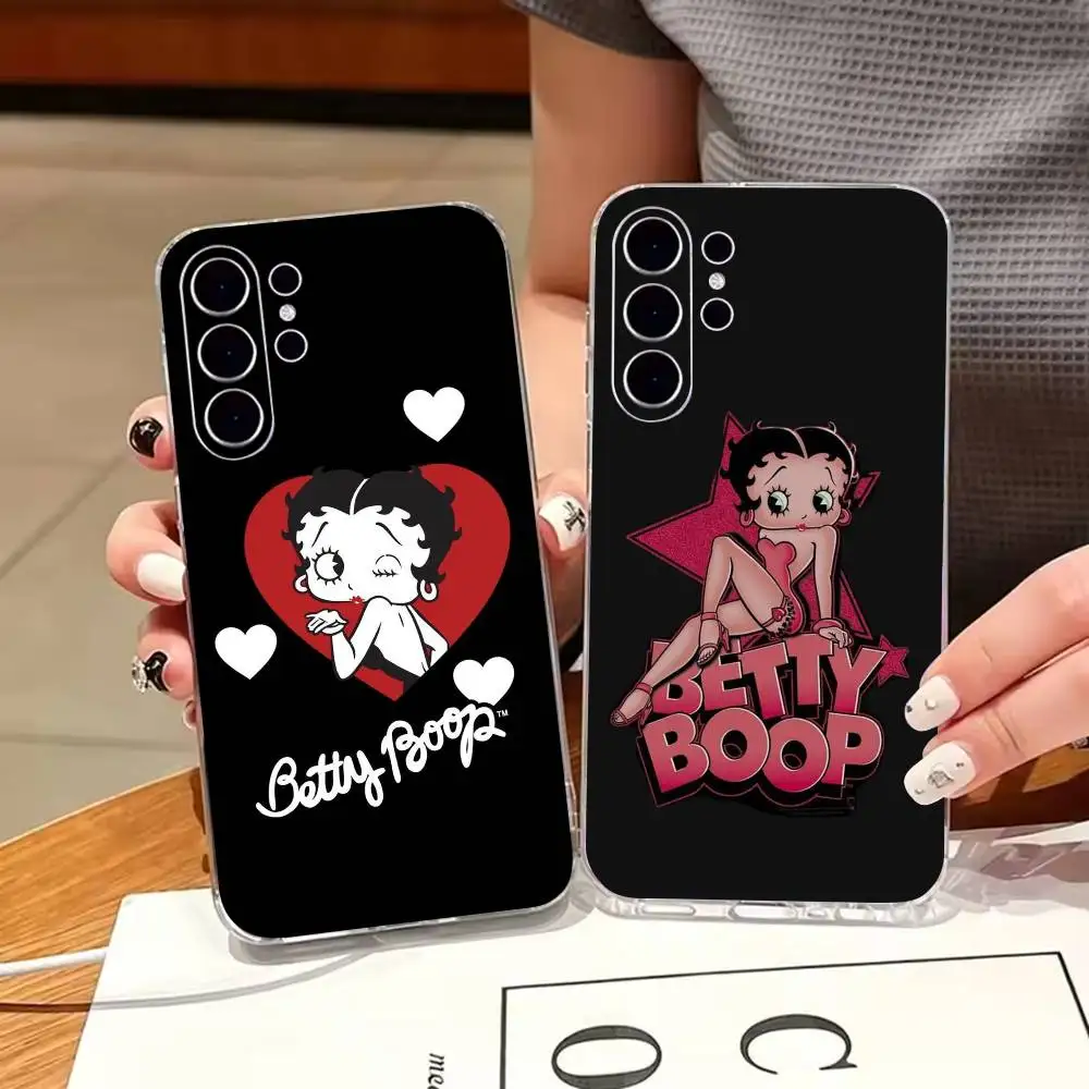 C-Cute cartoon B-Betty Boop Phone Case Silicone Soft for Samsung S25,S24,S21,S22,S23,S30,Ultra,S20,Plus,Note,10Cover