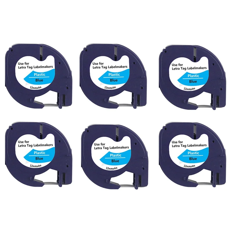 Pita Label Efficientt-91205 Untuk Mesin Pembuat Label DYMO Letratag Seri LT-100T LT-100H Kertas Pencetakan Termal Label 12Mmx4m