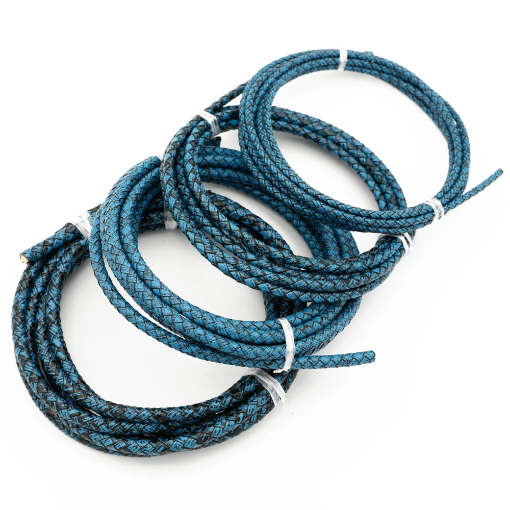 2M Genuine Braided Leather String Round 3-6mm Vintage Leather Cord for DIY Jewelry Bracelet Findings Weaving Material Accessorie image 3
