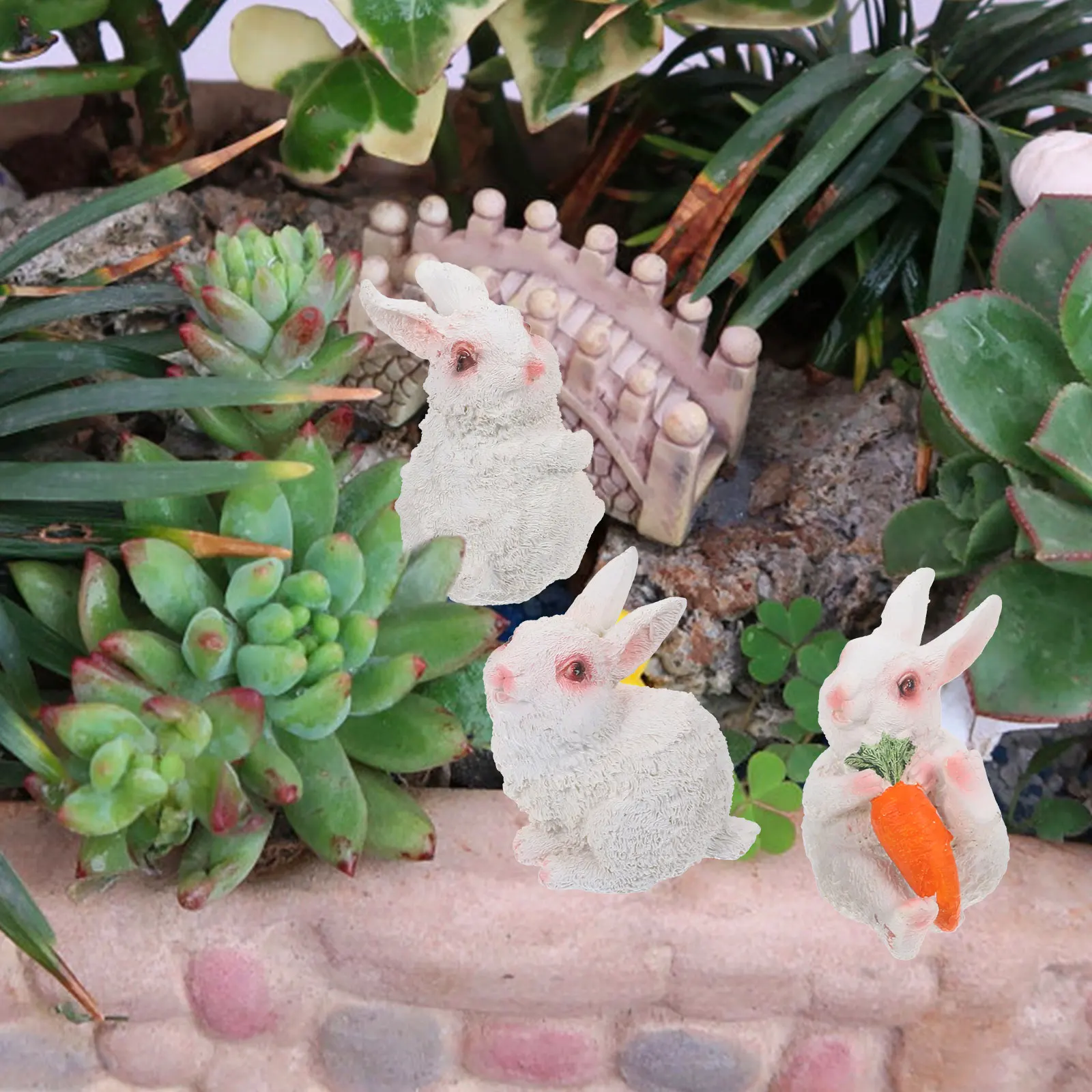 

3Pcs Small Resin Rabbit Decorations Bunny Statues Easter Garden Lawn Outdoor Rabbit Crafts Bunny Statue Garden Statue