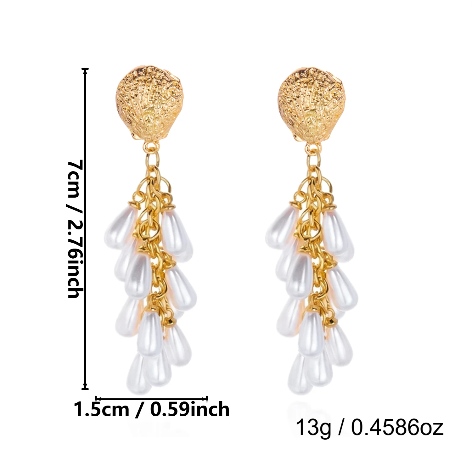 Design Sense Imitationsperlen-Ohrhänger für Damen, Boho-Seestern-Muschel-Ohrringe, Strand-Tanzparty-Schmuck – Detail 8
