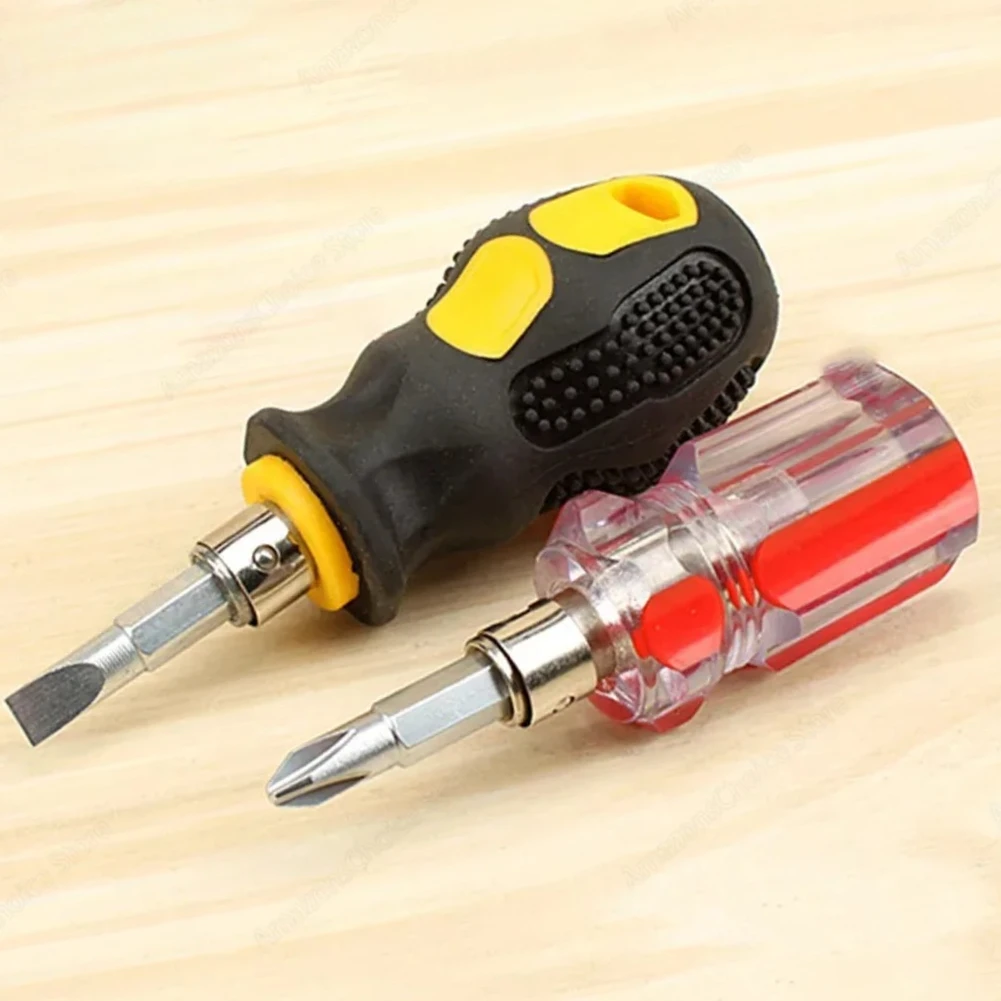 1pc Short Handle Screwdriver Set Portable Encapsulation/Crystal Radish Handles Flat Crosshead Screwdrivers For Repairing Tools