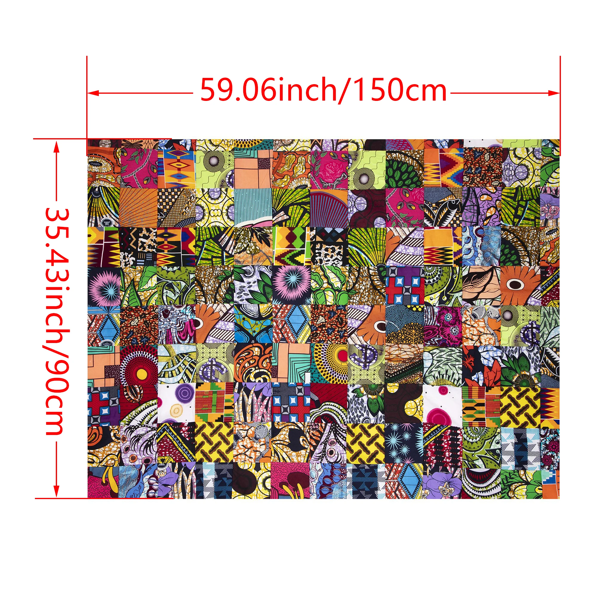 African Wax Print Patchwork Fabric Pre-Cut 15x15cm Assorted Squares DIY Sewing Material By The Yard Colorful Fabric for Crafts
