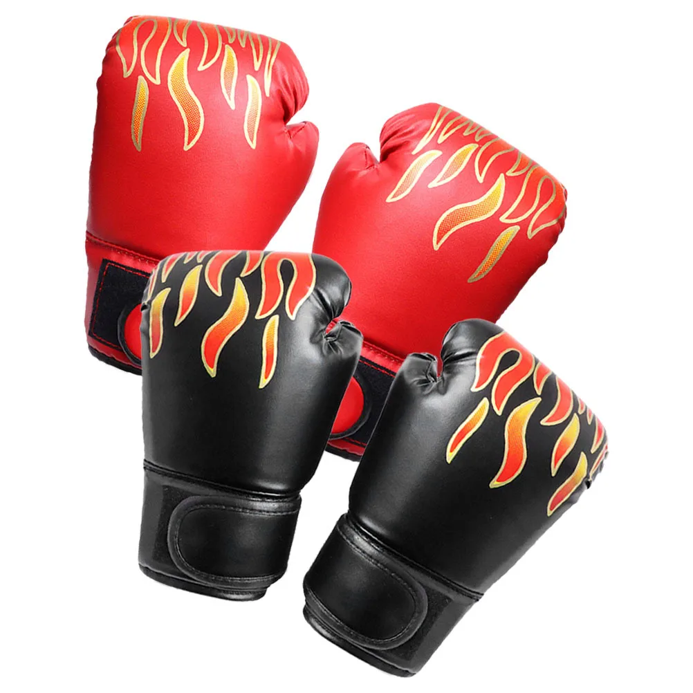 

2Pairs Boxing Gloves PU Material Durable Shock Absorption Adjustable Wrist Training Sparring Kickboxing