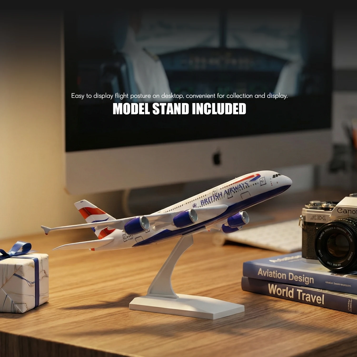 

1/280 UK A380 ABS assembly model 11.4in with stand for tabletop collection, aviation gift for adult enthusiasts