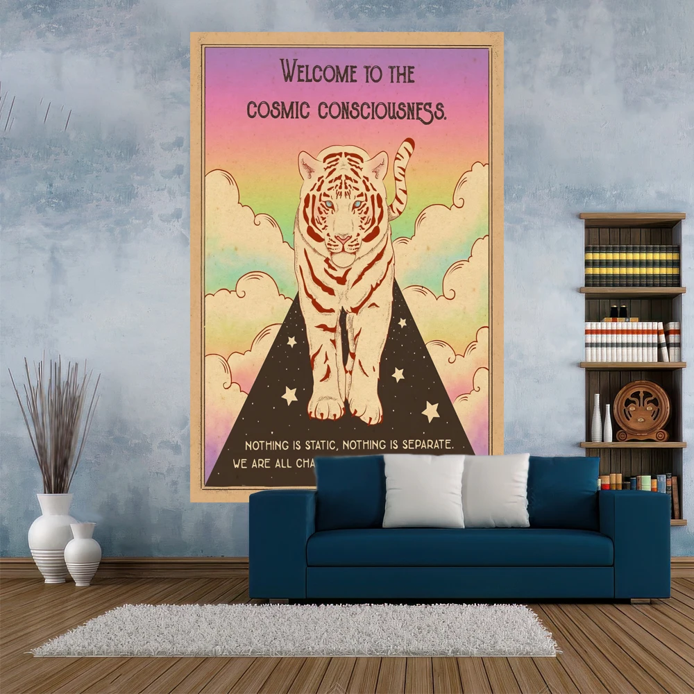 XxDeco Sun And Moon Tarot Tapestry Kawaii Cat Comics Printed Psychedelic Hippie Wall Hanging Carpets Bedroom Or Home Decoration