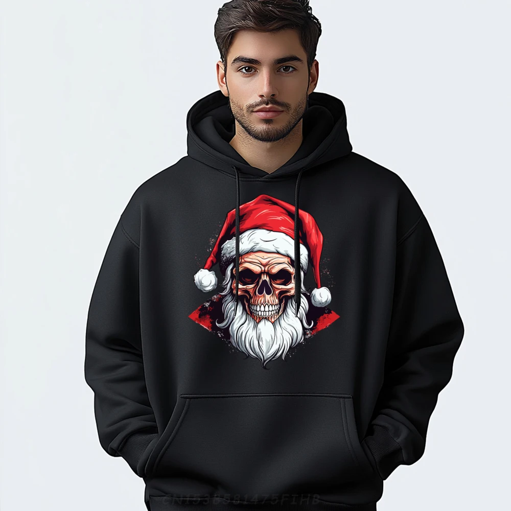 

Skull Santa Hat Christmas Skulls Santa Claus Graphic Sweatshirts Men Gifts For Men Oversized Valentines Day