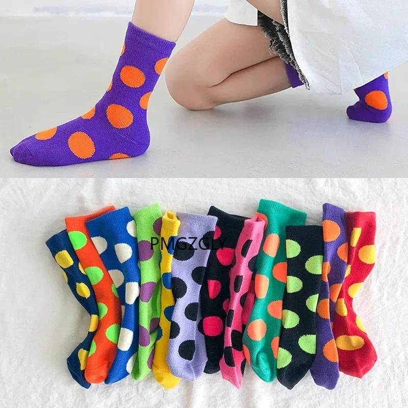 1 Pairs Candy Colors * Kids Socks Cute Colorful Polka Dots Boys Girls Sports Socks Soft Cotton Four Seasons Children Sock 1-8Yrs